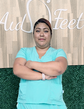 Podóloga certificada Aidfeet, Karina Noemi Vasconcelos López